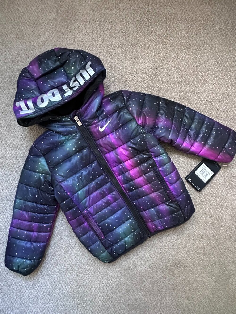 Nike Just Do It Printed Puffer Jacket 24M NWT